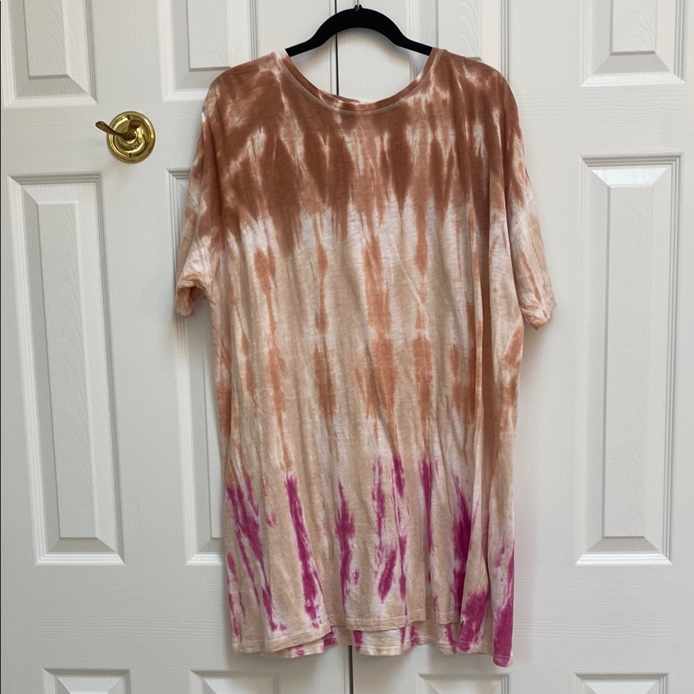 Z SupplyTie-Dye T-Shirt Dress in Brown and Pink